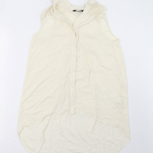 Dorothy Perkins Womens White  Mesh Basic Button-Up Size 10