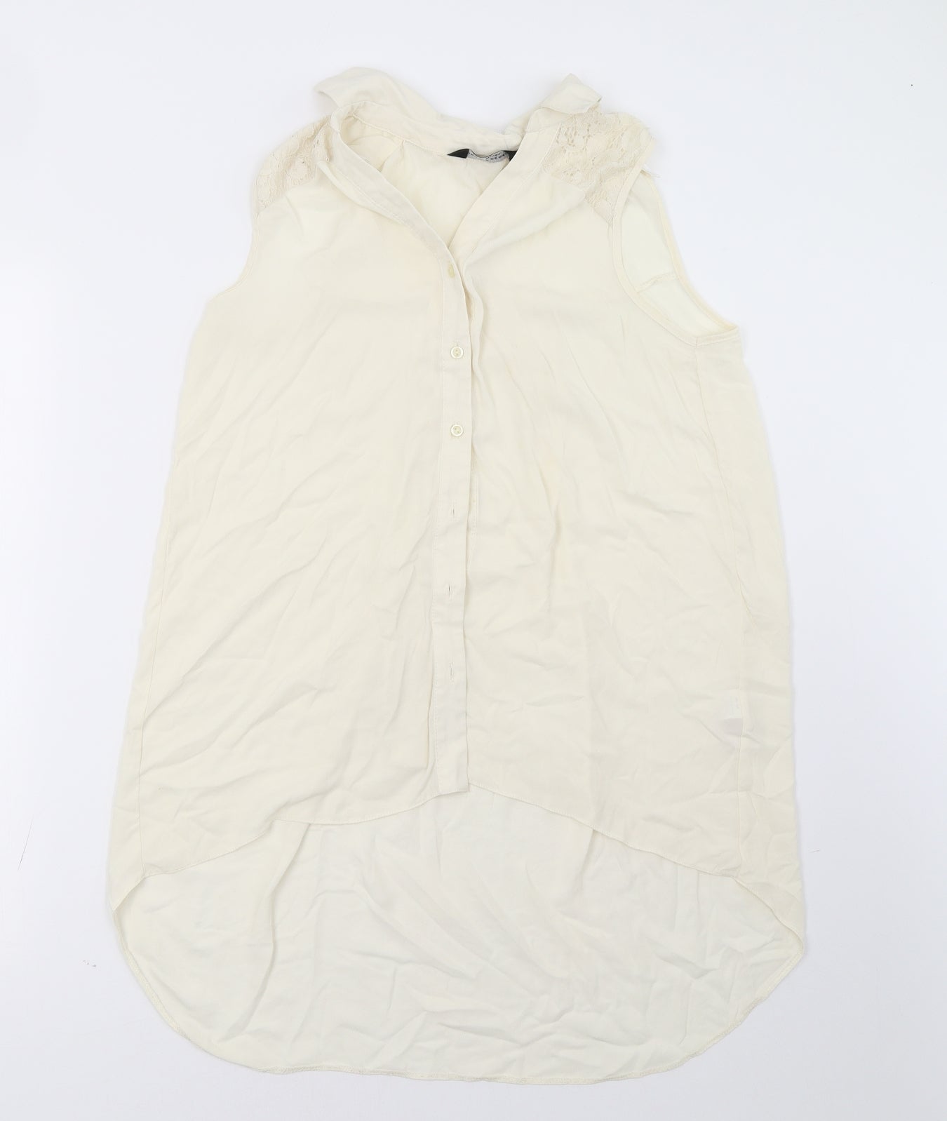 Dorothy Perkins Womens White  Mesh Basic Button-Up Size 10