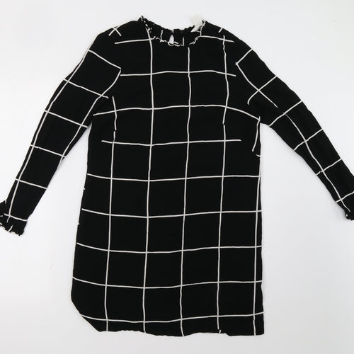 H&M Womens Black Check  A-Line  Size 10