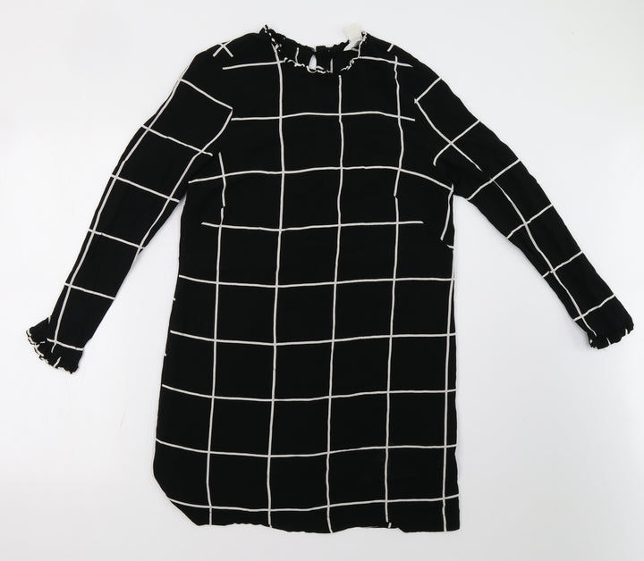 H&M Womens Black Check A-Line Size 10