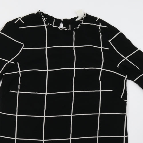 H&M Womens Black Check  A-Line  Size 10
