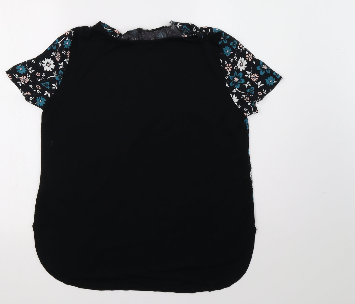 F&F Womens Black Floral  Basic T-Shirt Size 16