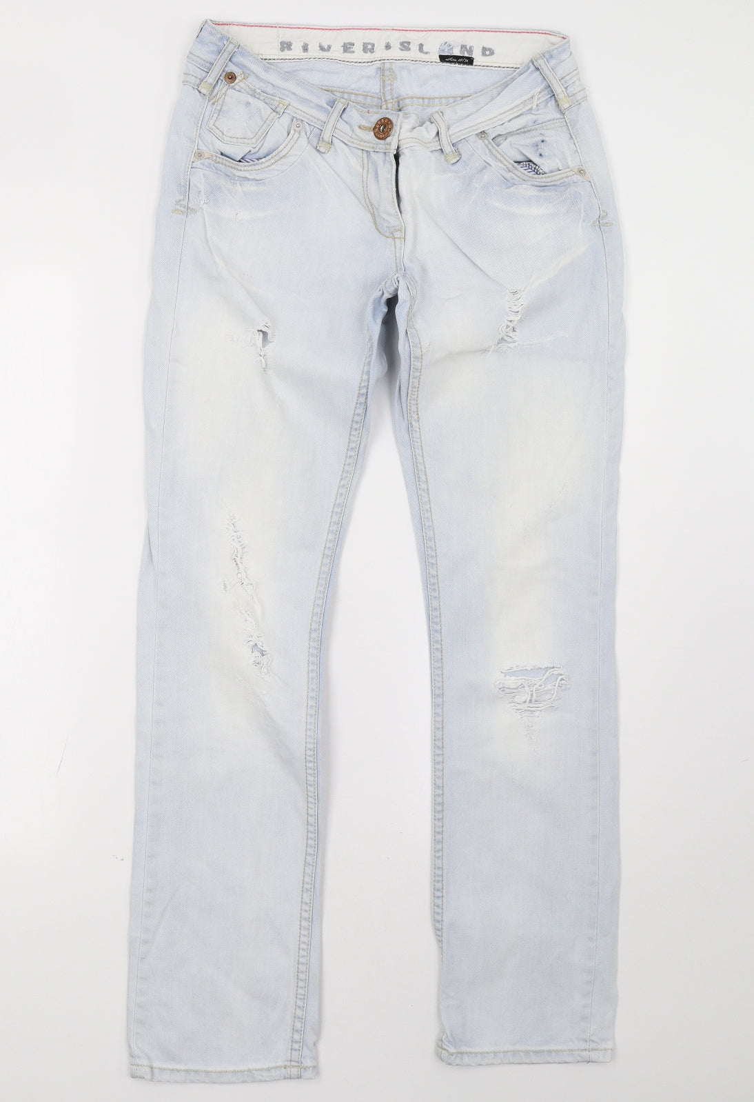 Preworn Womens Blue  Denim Straight Jeans Size 10 L32 in