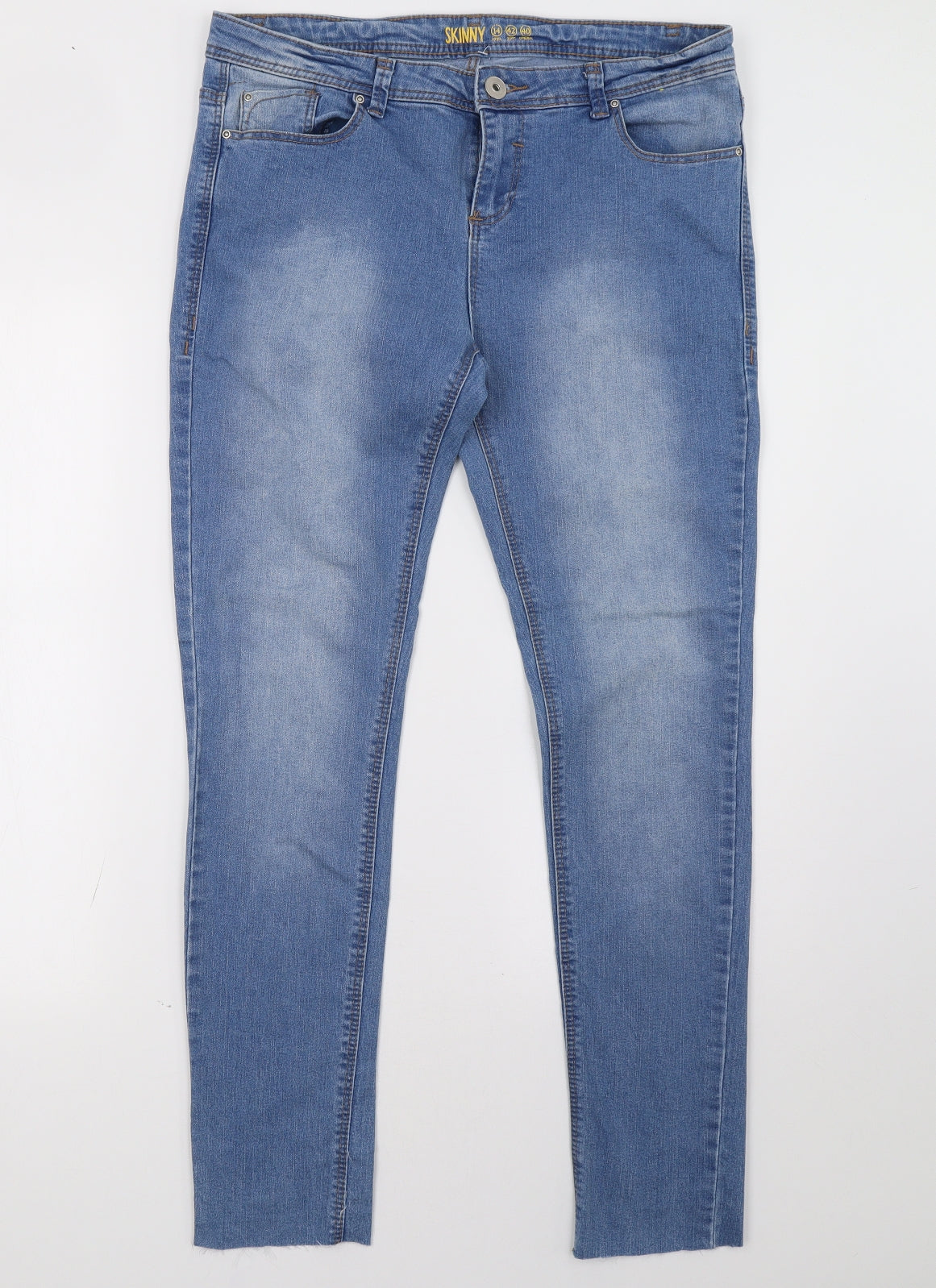 Preworn Womens Blue  Denim Straight Jeans Size 14 L32 in