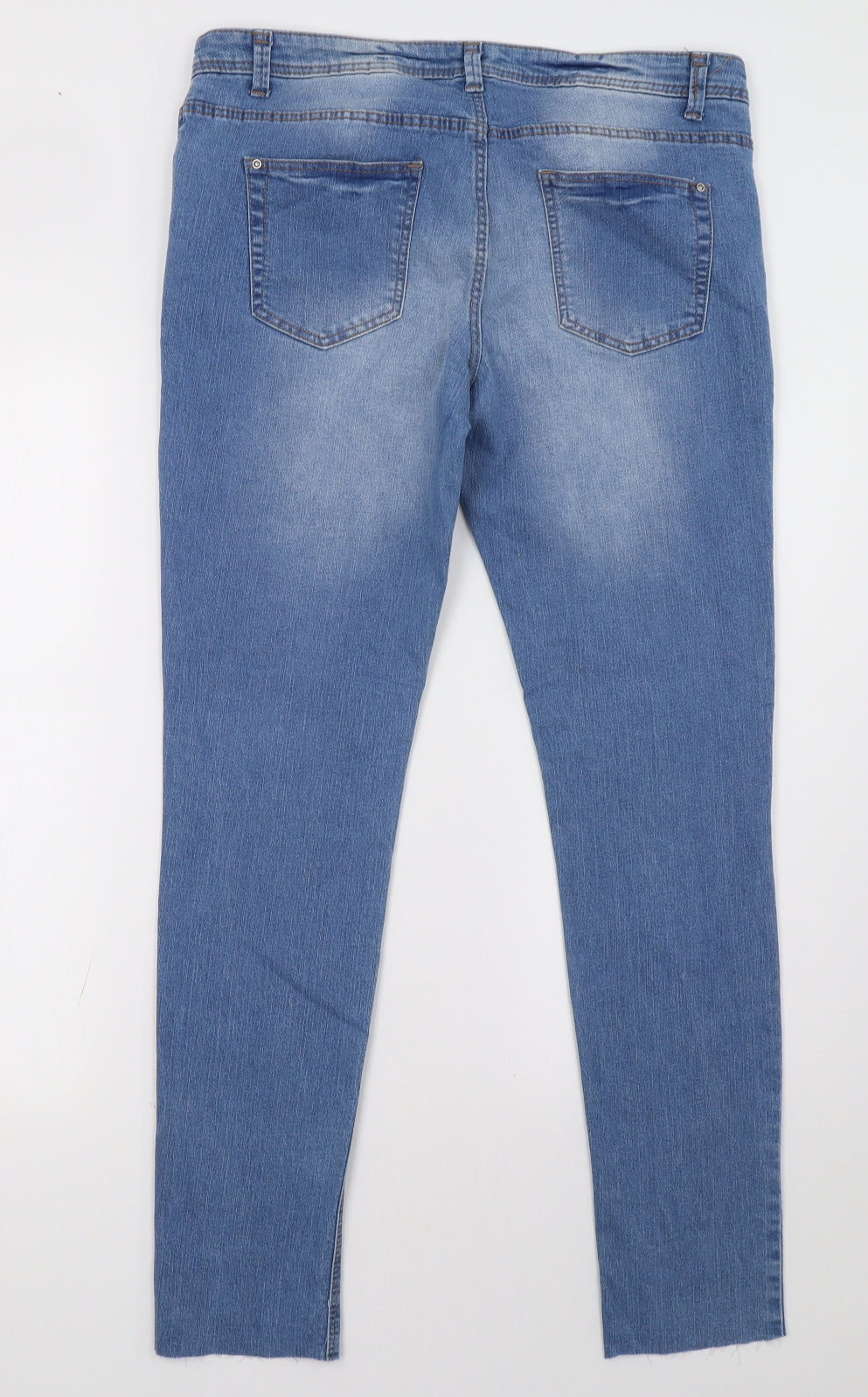 Preworn Womens Blue  Denim Straight Jeans Size 14 L32 in