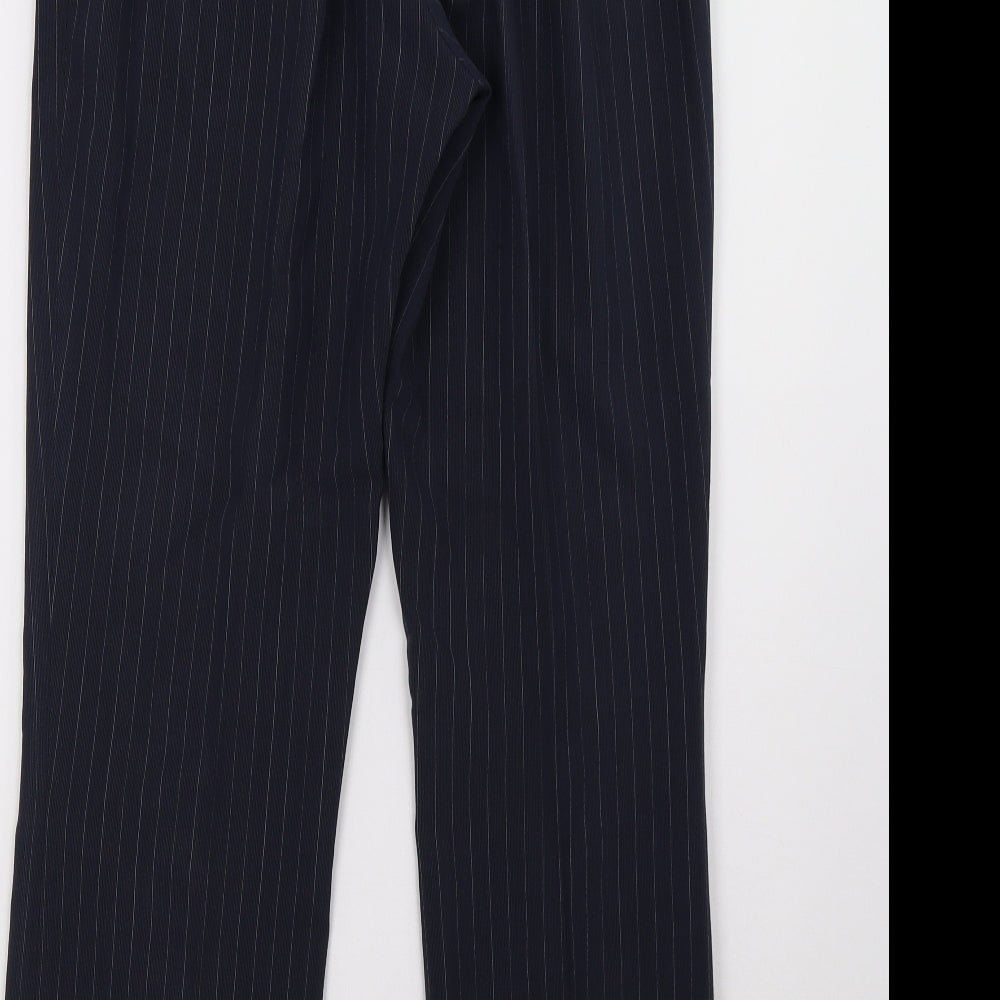 Marks and Spencer Womens Blue Striped  Trousers  Size 12 L32 in
