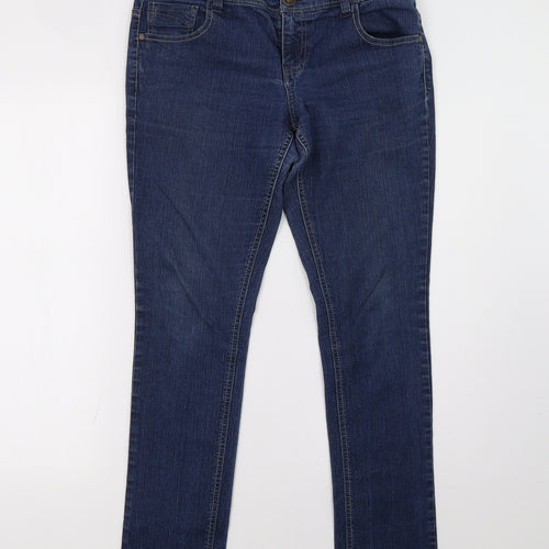 Dorothy Perkins Womens Blue  Denim Straight Jeans Size 14 L32 in