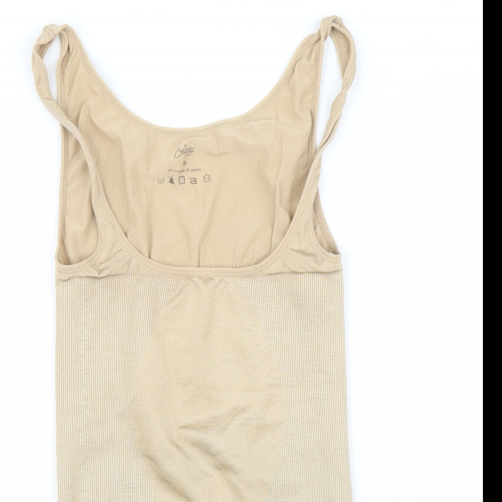Belvia Womens Beige   Leotard One-Piece Size M