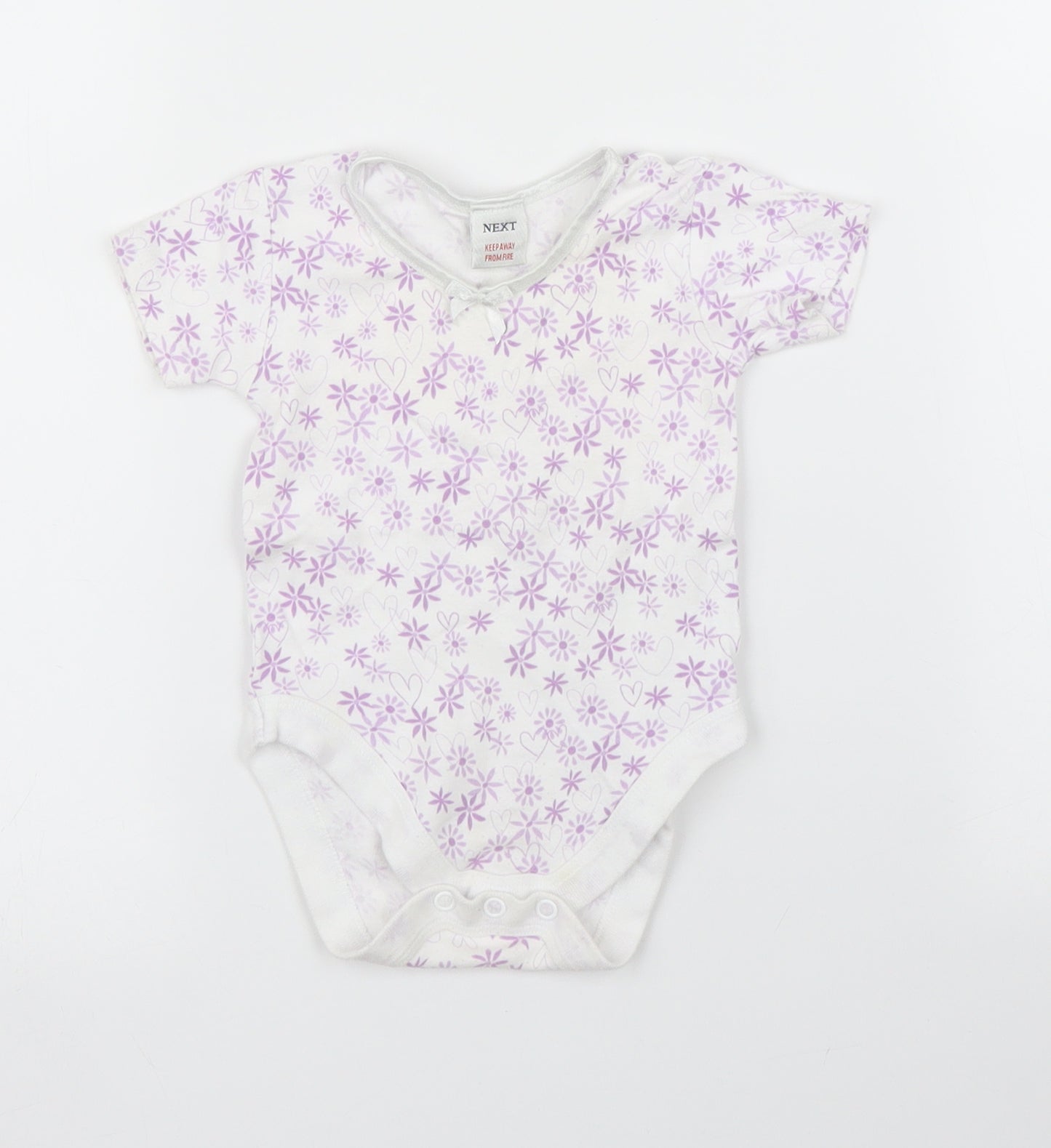 NEXT Girls White Floral  Babygrow One-Piece Size 6-9 Months