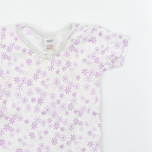 NEXT Girls White Floral  Babygrow One-Piece Size 6-9 Months