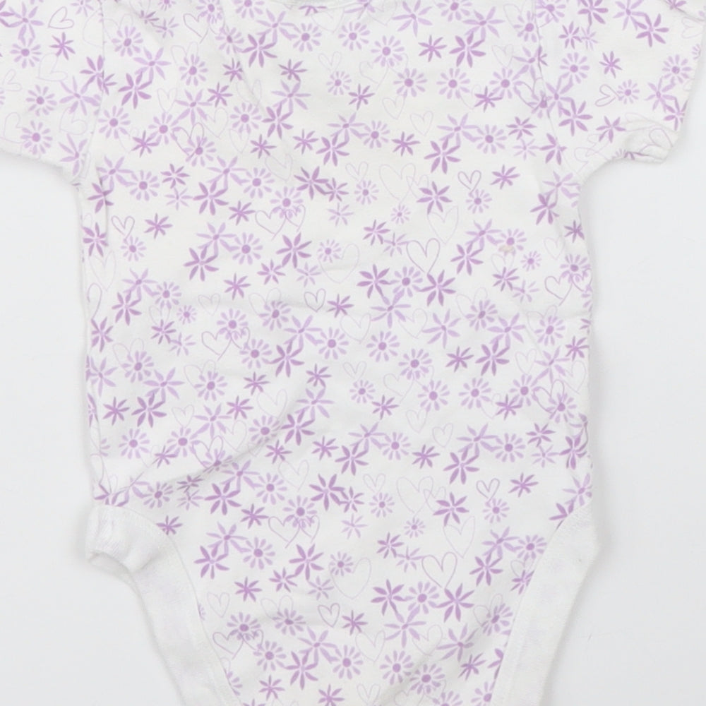 NEXT Girls White Floral  Babygrow One-Piece Size 6-9 Months