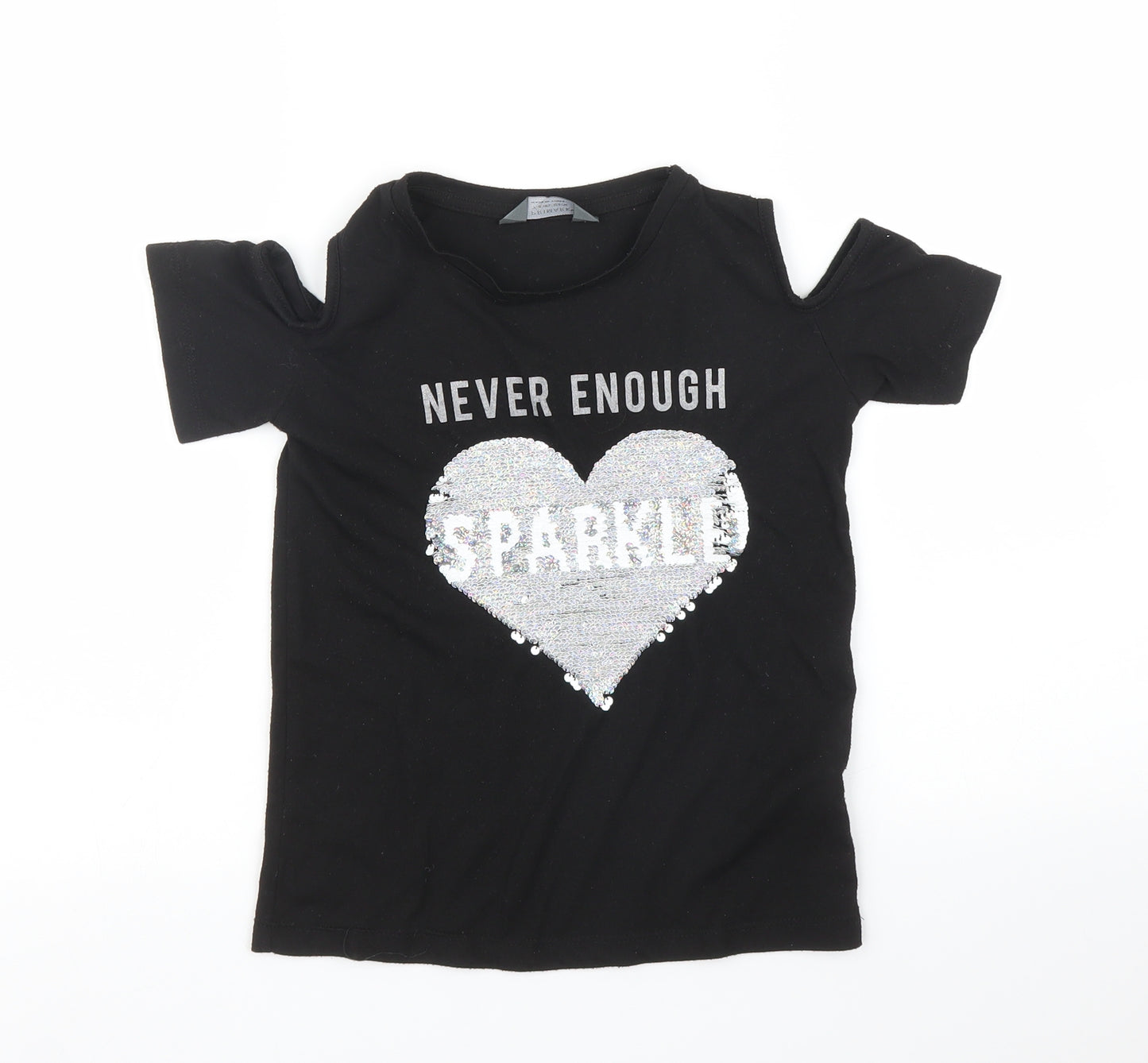 Primark Girls Black   Basic T-Shirt Size 7 Years
