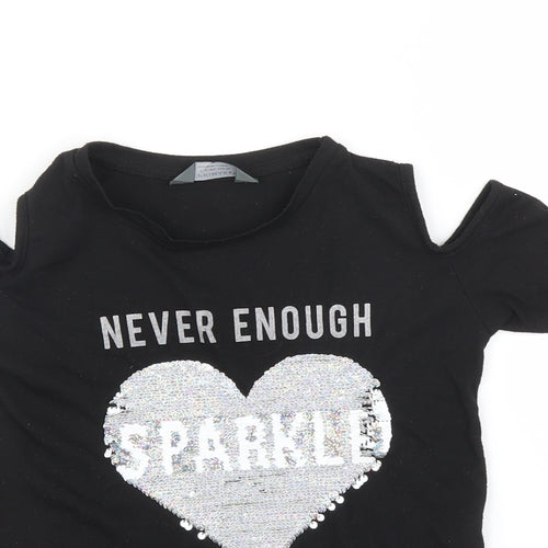 Primark Girls Black   Basic T-Shirt Size 7 Years