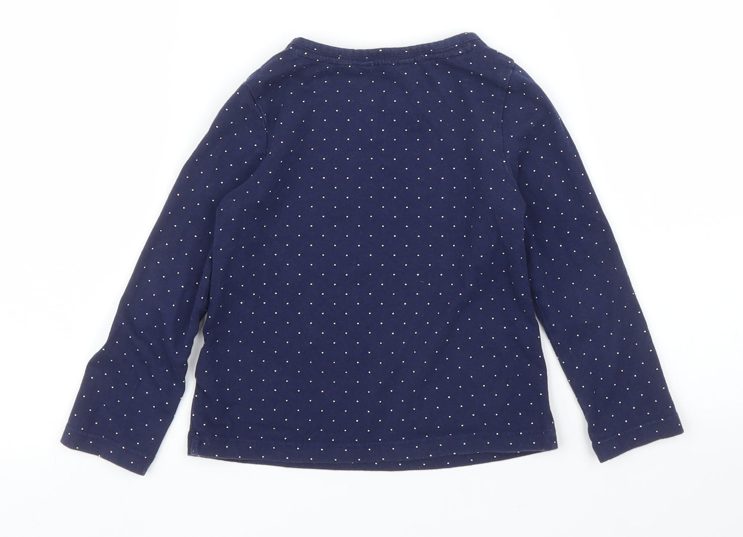John Lewis Girls Blue Polka Dot  Basic T-Shirt Size 3 Years