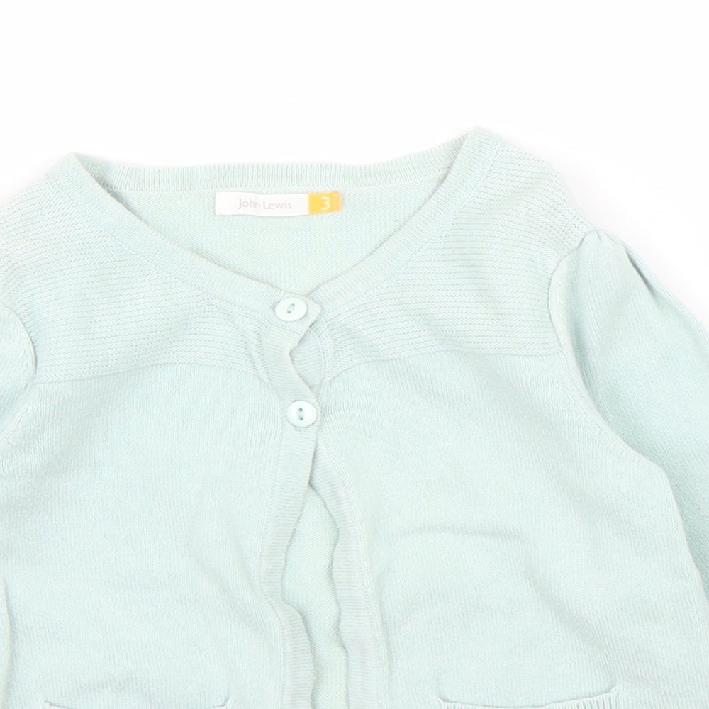 John Lewis Girls Green   Cardigan Jumper Size 3 Years