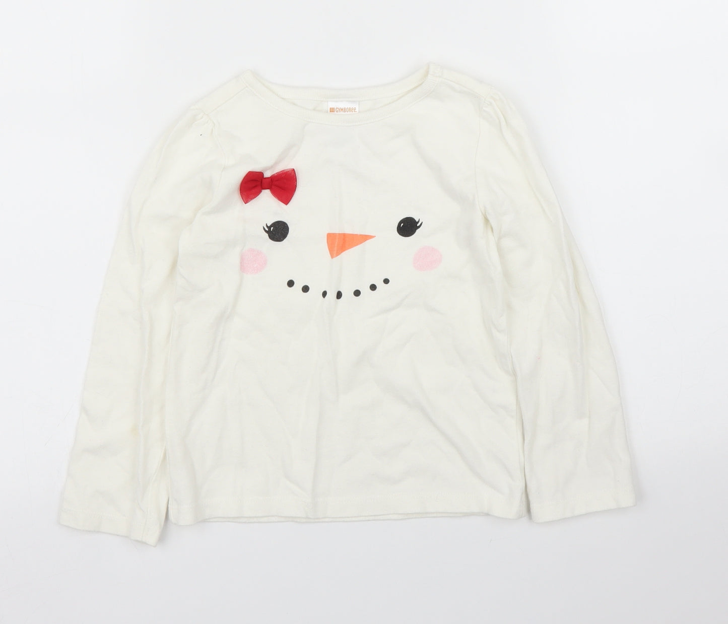 Gymboree Girls White   Basic T-Shirt Size 4 Years  - Christmas