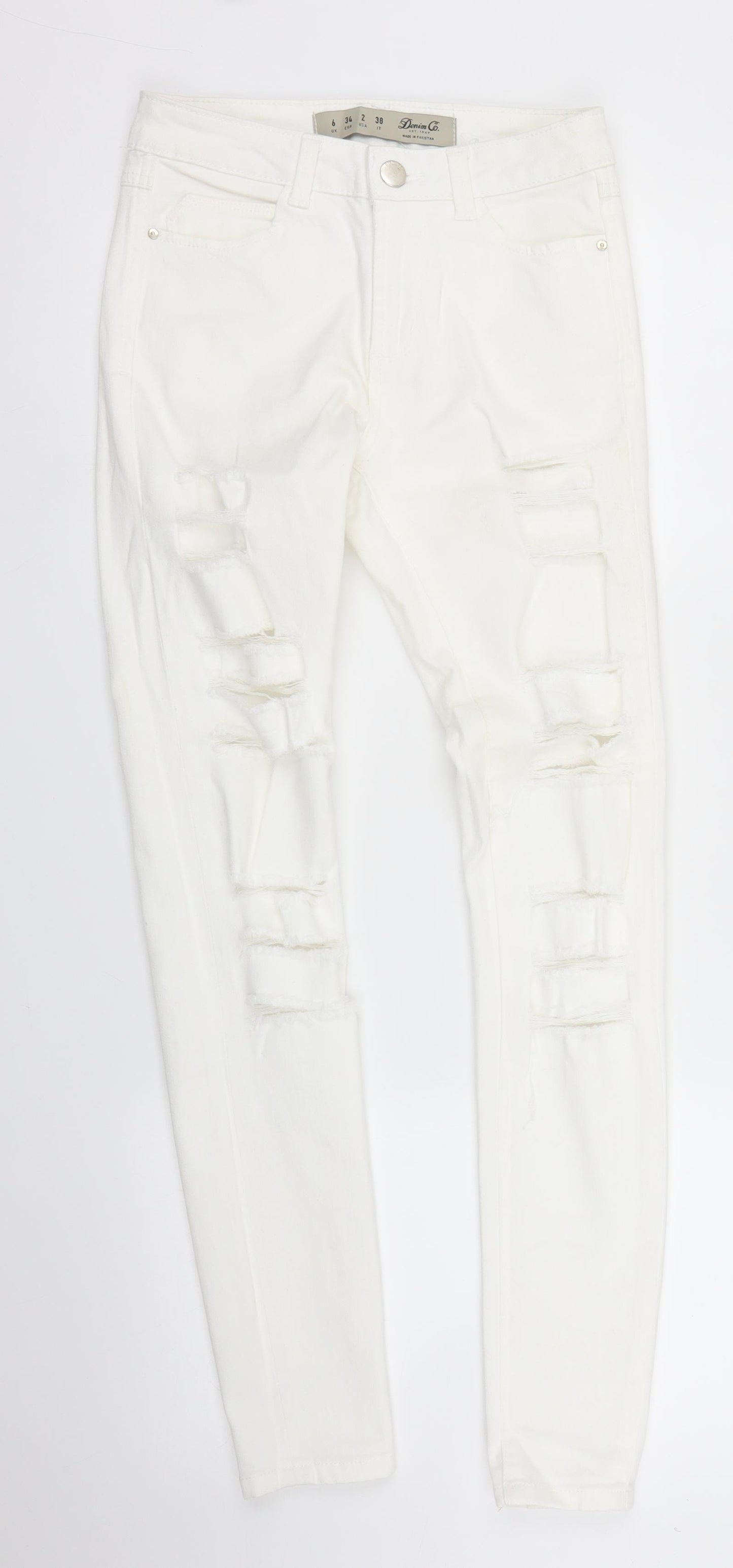 Primark Womens White  Denim Skinny Jeans Size 6 L28 in