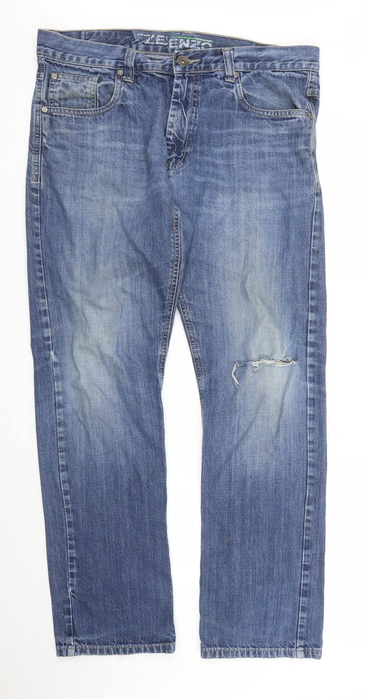 Zeeno Mens Blue  Denim Straight Jeans Size 36 in L29 in