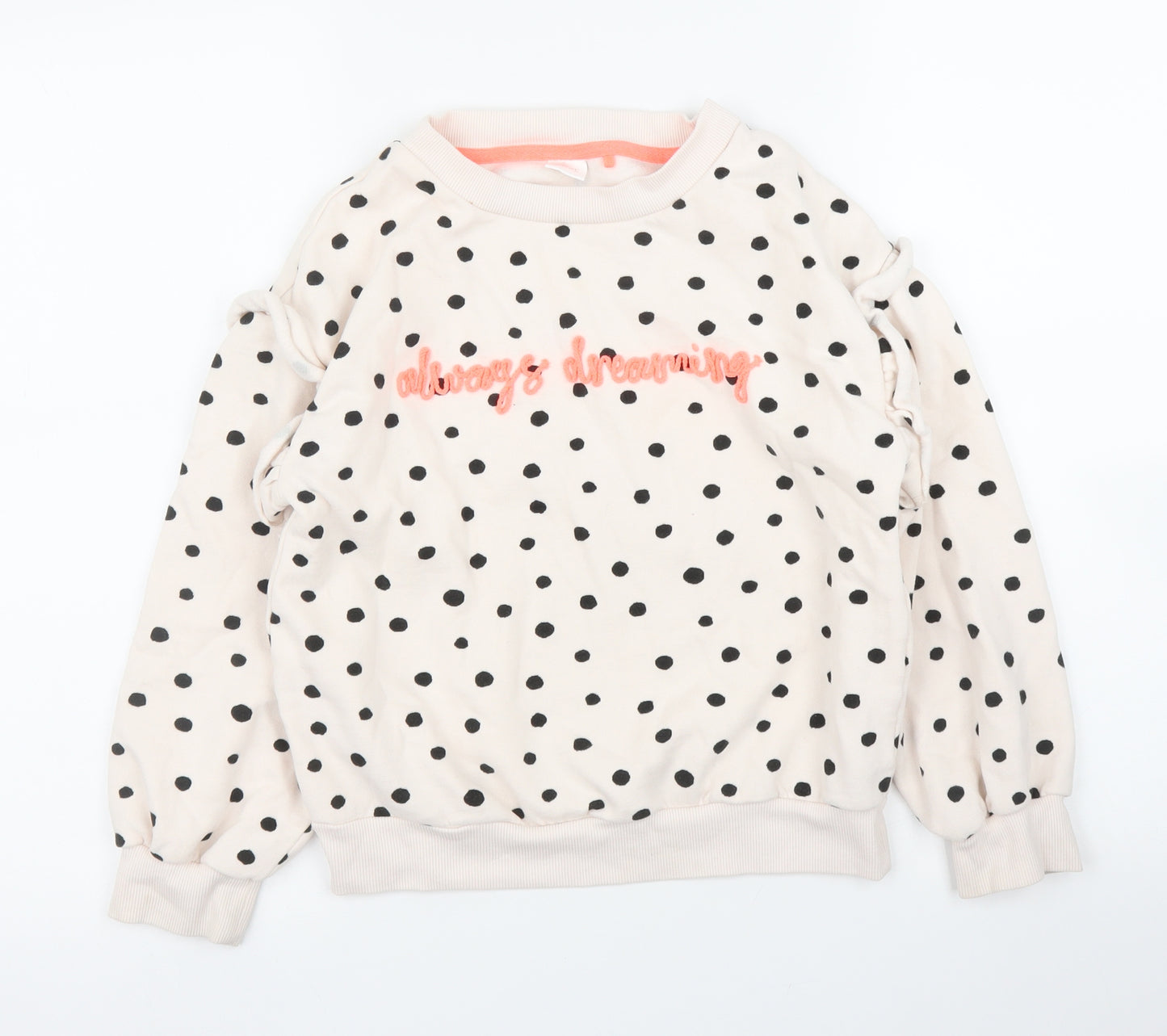 NEXT Girls Beige Polka Dot  Pullover Jumper Size 11 Years