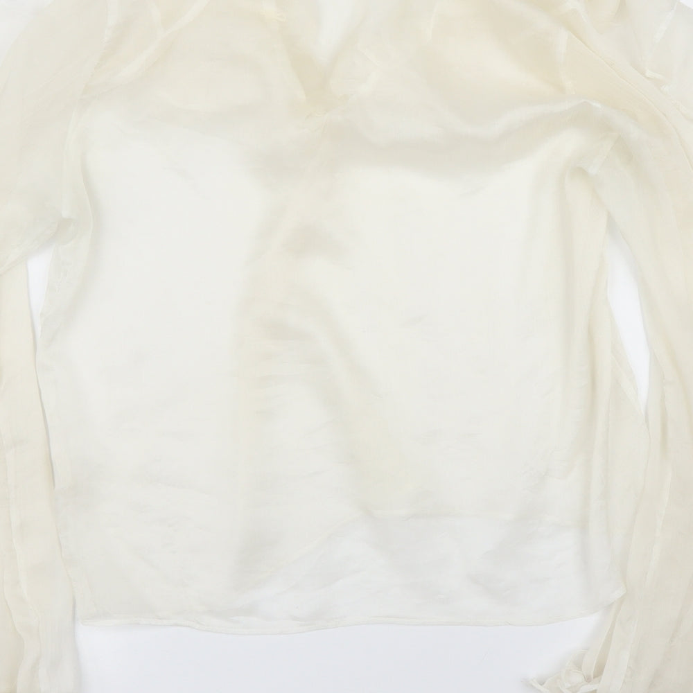 Emily & Me Womens Beige   Basic Blouse Size M  - Pearls