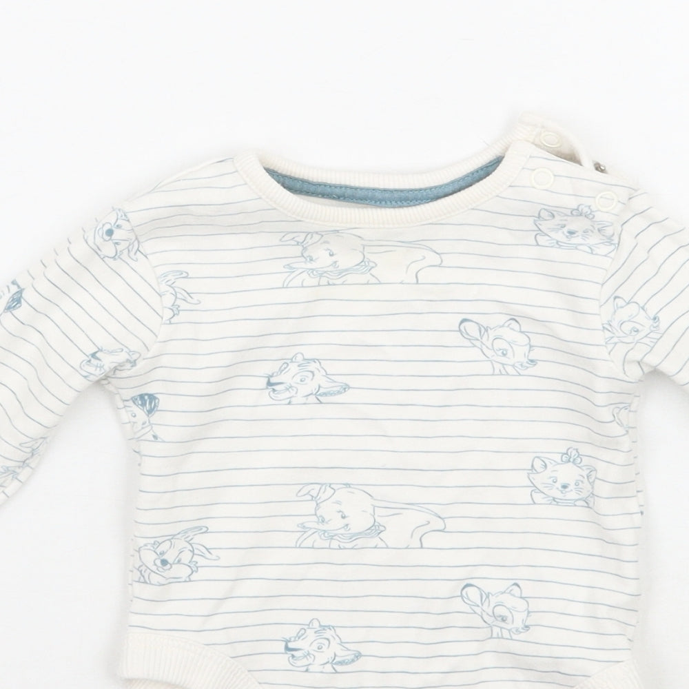 George Baby White Striped  Catsuit One-Piece Size 3-6 Months  - Disney