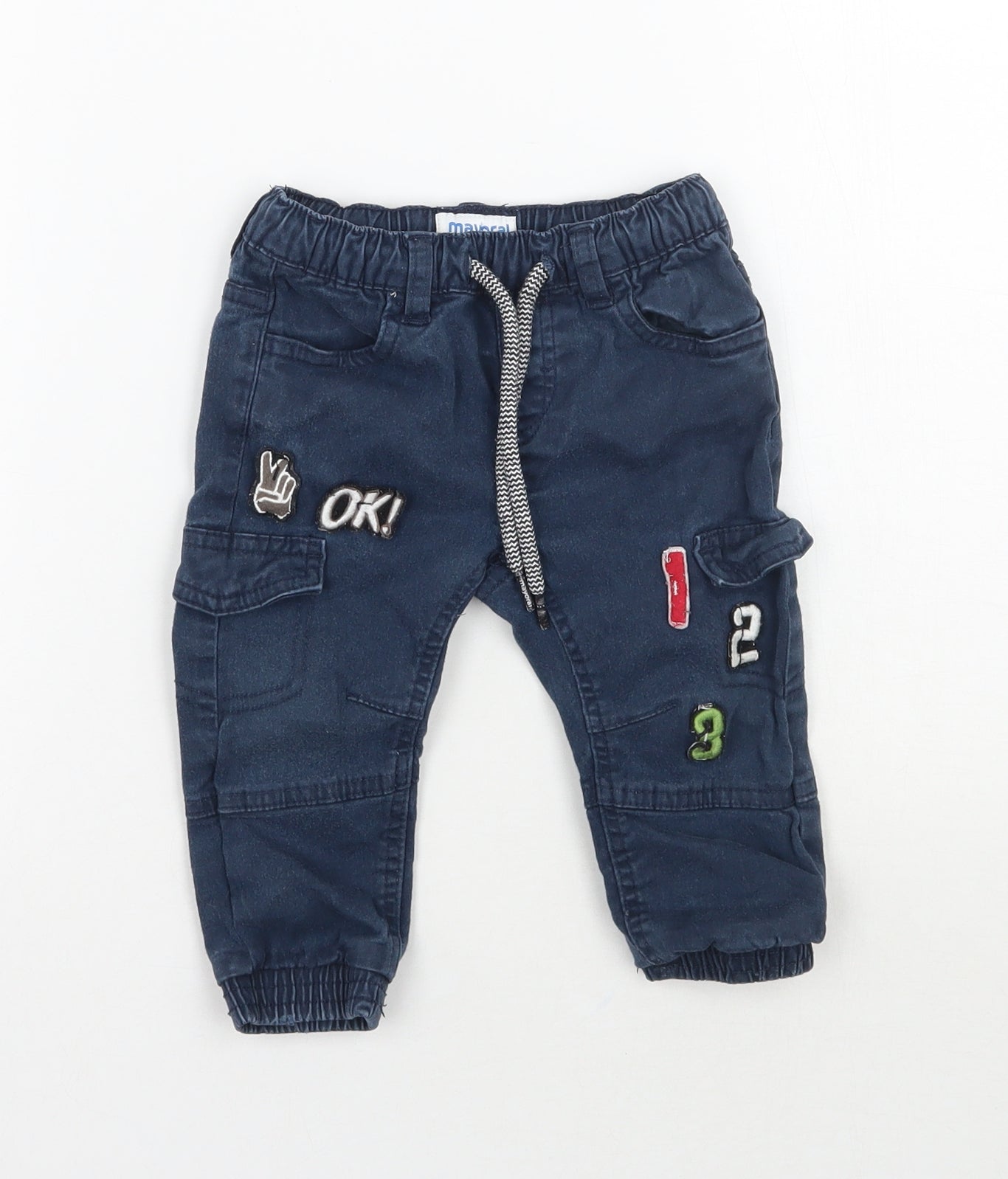 Mayoral Boys Blue   Cargo Trousers Size 9 Months