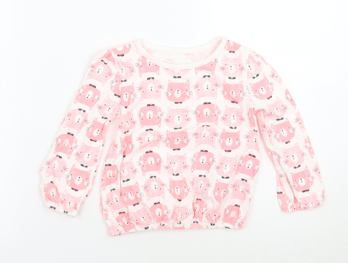 George Girls White Geometric  Basic T-Shirt Size 2-3 Years