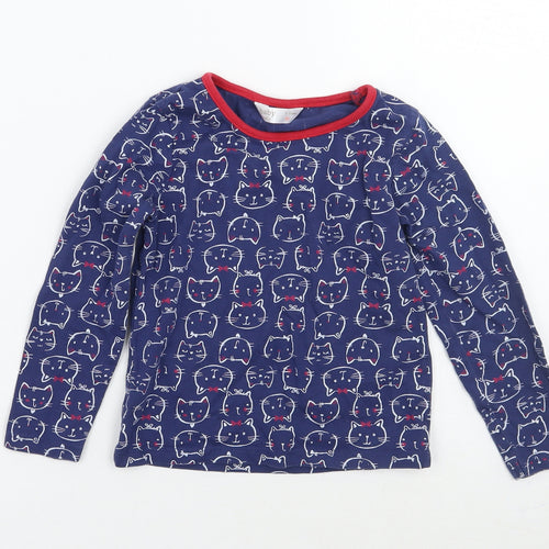 M&Co Girls Blue Geometric  Basic T-Shirt Size 2-3 Years