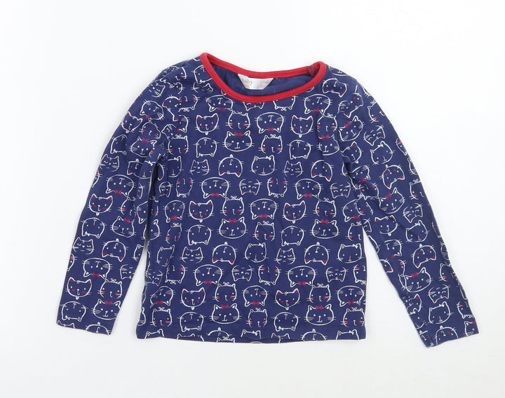 M&Co Girls Blue Geometric  Basic T-Shirt Size 2-3 Years