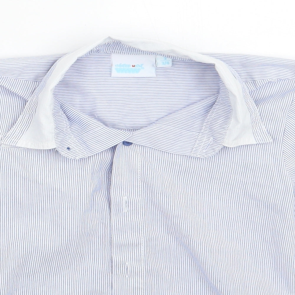 Children wear www Boys Blue Striped  Basic Button-Up Size 3 Years