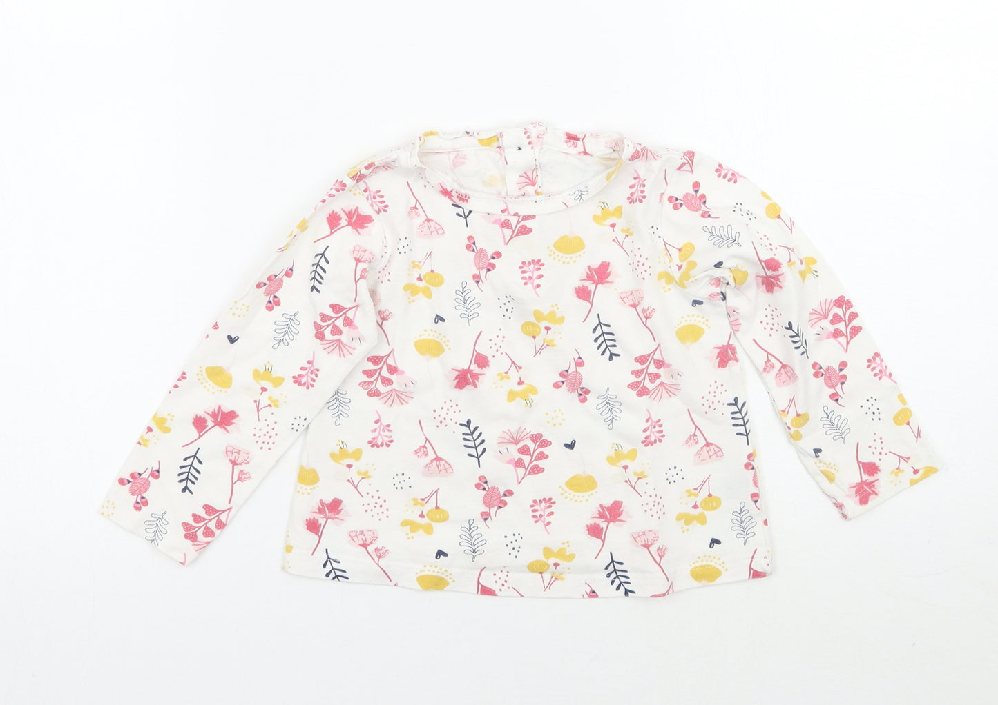 Marks and Spencer Girls White Floral  Basic T-Shirt Size 18-24 Months