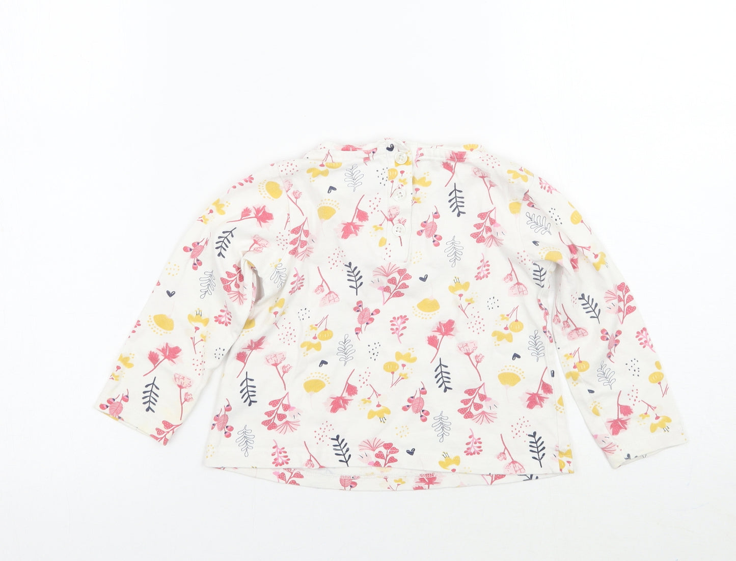 Marks and Spencer Girls White Floral  Basic T-Shirt Size 18-24 Months