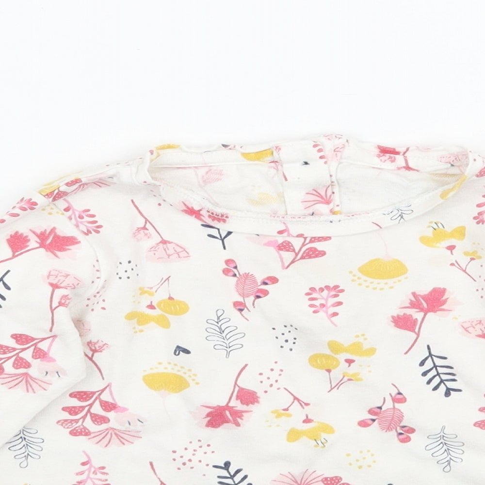 Marks and Spencer Girls White Floral  Basic T-Shirt Size 18-24 Months