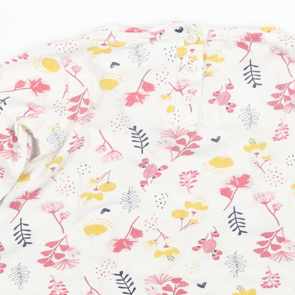 Marks and Spencer Girls White Floral  Basic T-Shirt Size 18-24 Months