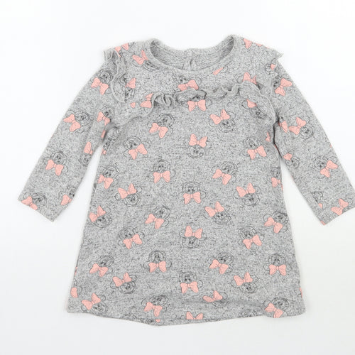 George Girls Grey Geometric  Basic T-Shirt Size 12-18 Months  - Disney