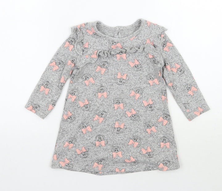 George Girls Grey Geometric  Basic T-Shirt Size 12-18 Months  - Disney