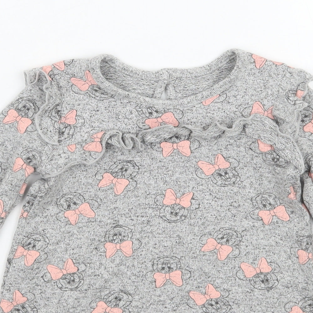 George Girls Grey Geometric  Basic T-Shirt Size 12-18 Months  - Disney