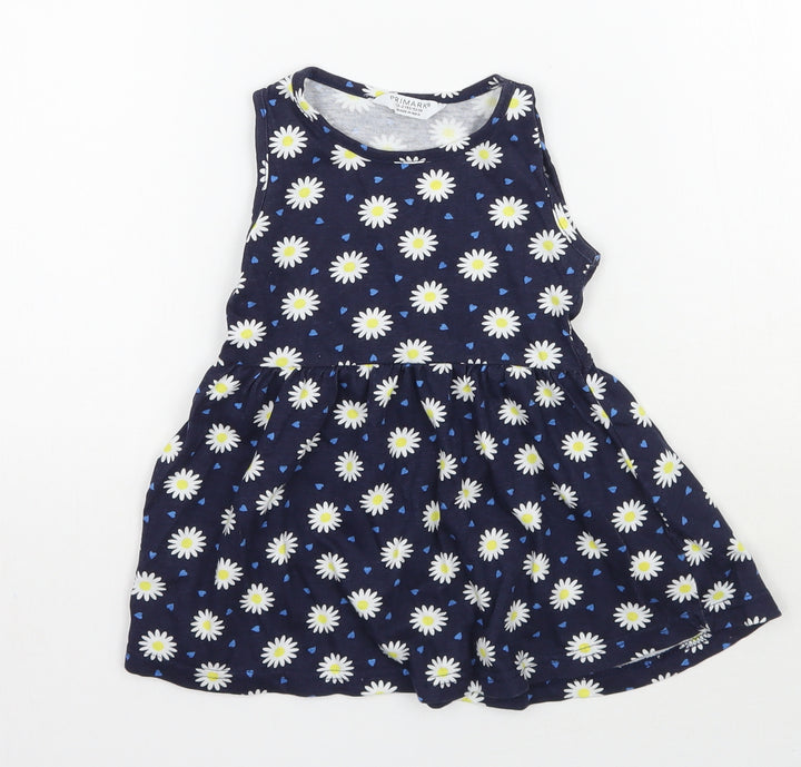 Primark Girls Blue Floral A-Line Size 24 Months