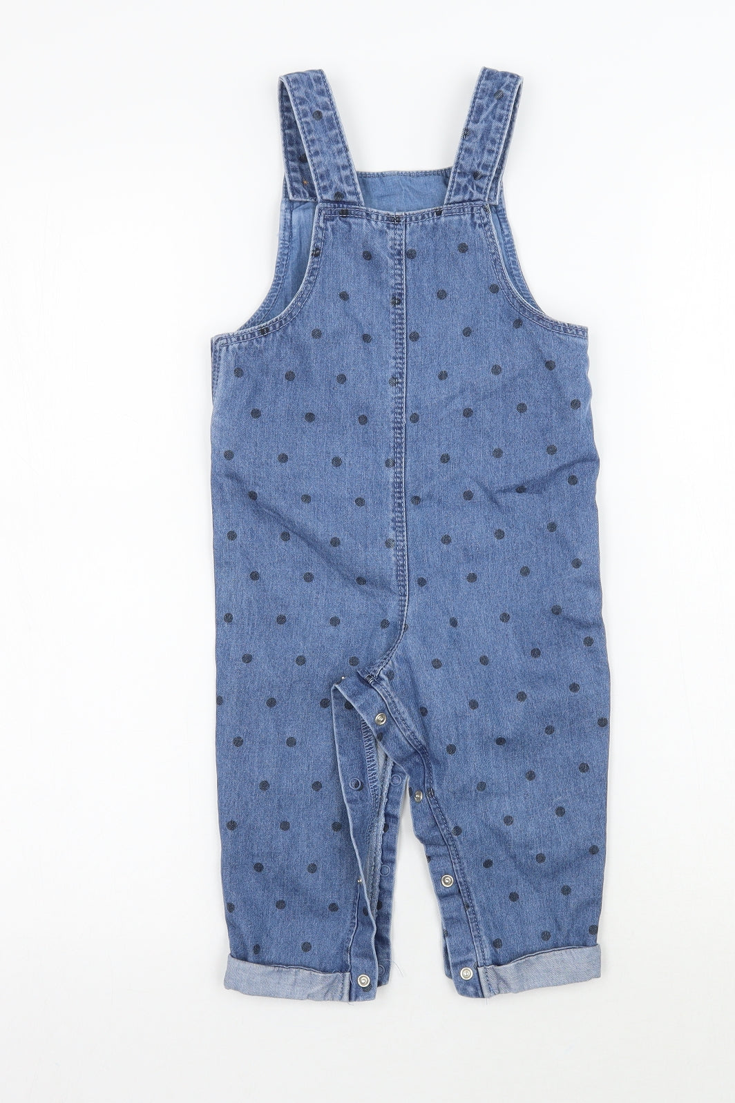 Fred & flo Girls Blue Polka Dot  Dungaree One-Piece Size 12-18 Months