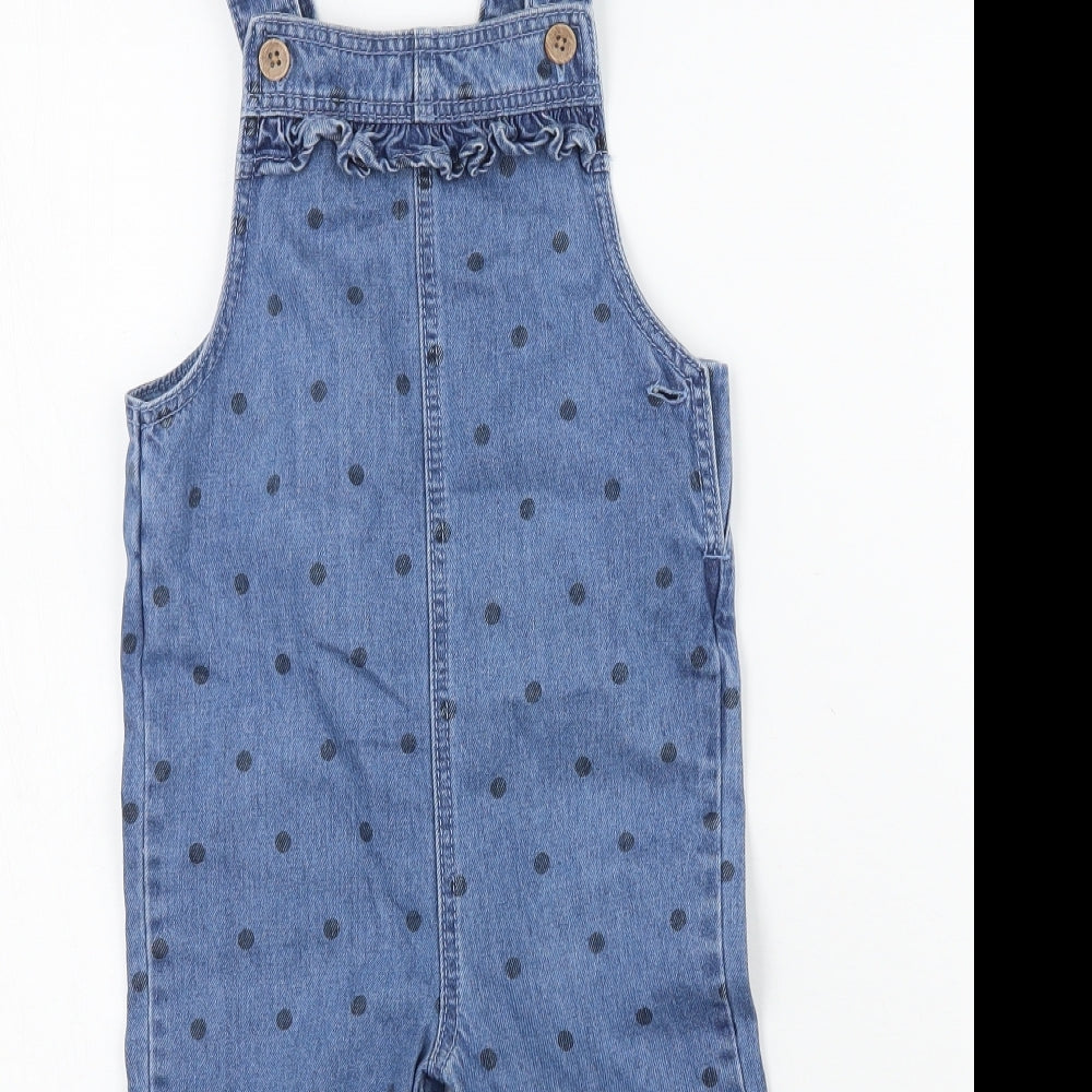 Fred & flo Girls Blue Polka Dot  Dungaree One-Piece Size 12-18 Months