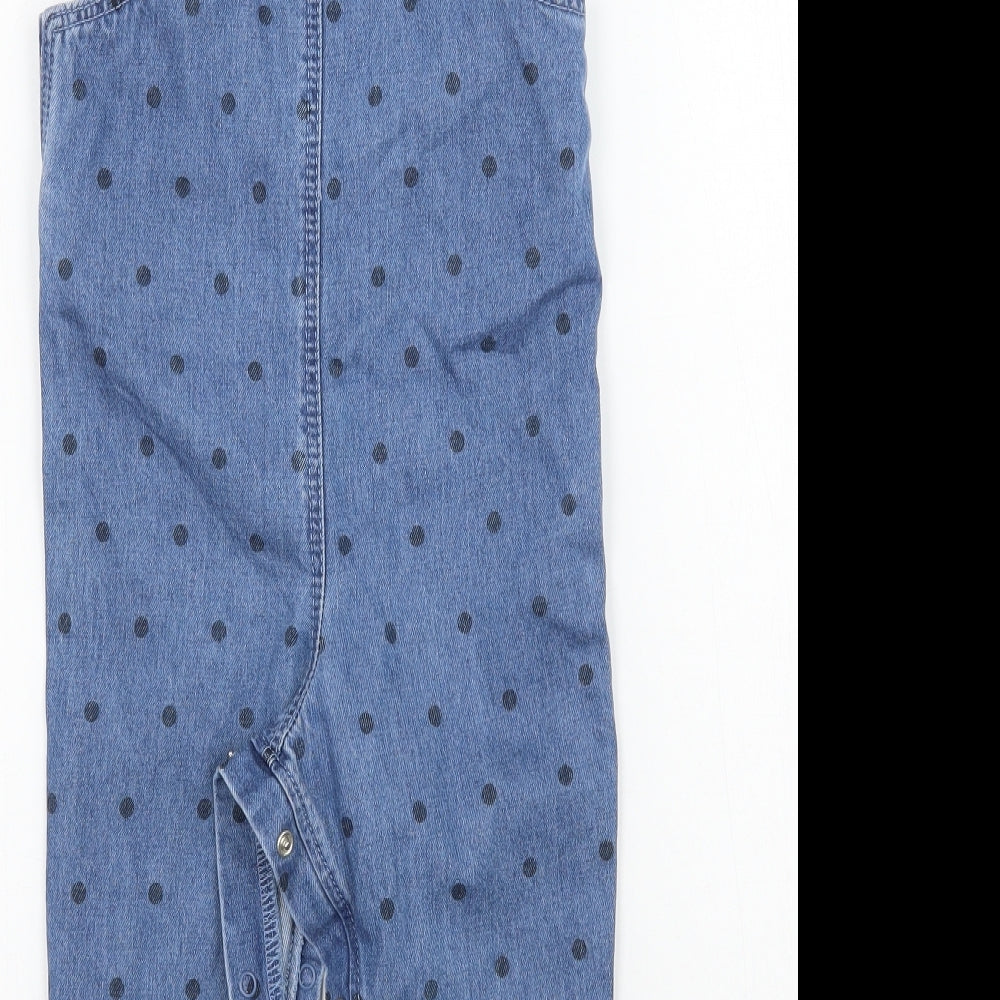 Fred & flo Girls Blue Polka Dot  Dungaree One-Piece Size 12-18 Months