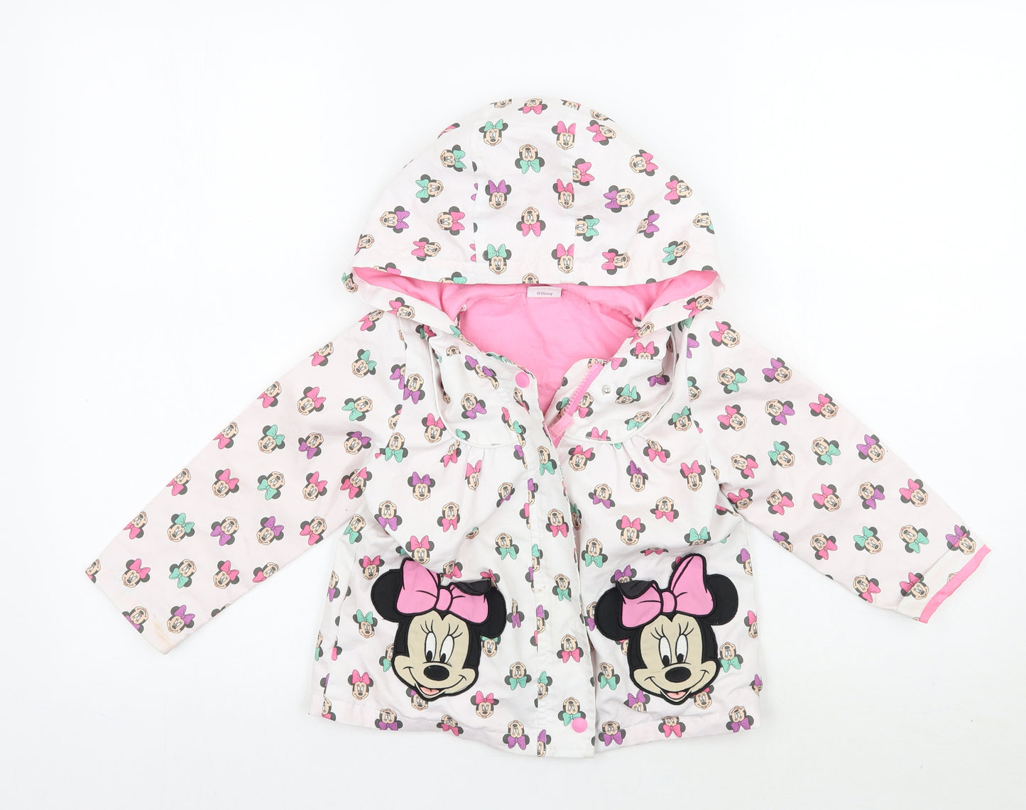 TU Girls White Geometric  Jacket Coat Size 2-3 Years  - Disney