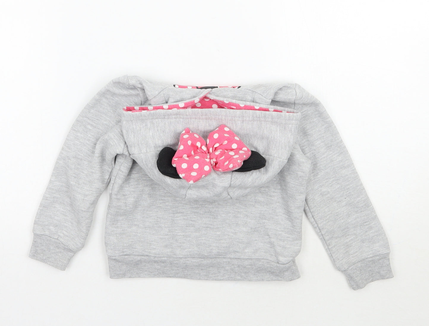 Minnie Mouse Girls Grey Polka Dot  Pullover Hoodie Size 2-3 Years