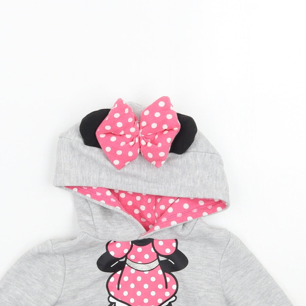 Minnie Mouse Girls Grey Polka Dot  Pullover Hoodie Size 2-3 Years