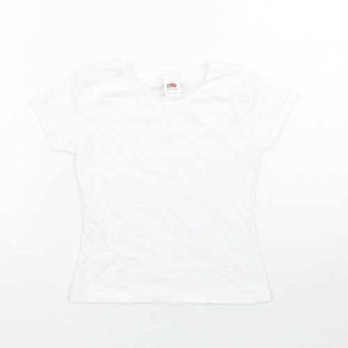 Fruit of the Loom Girls White   Basic T-Shirt Size 3-4 Years
