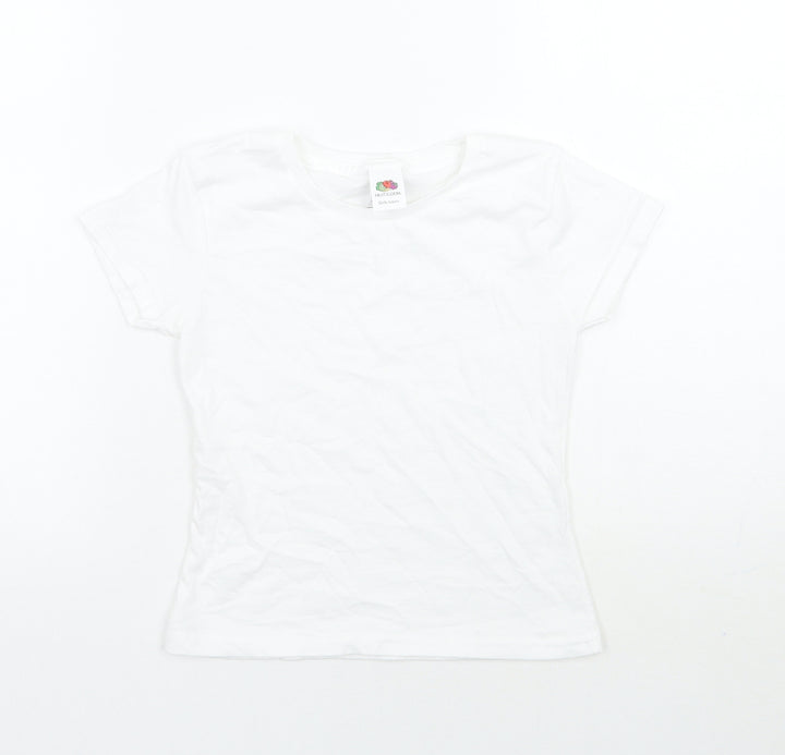 Fruit of the Loom Girls White Basic T-Shirt Size 3-4 Years