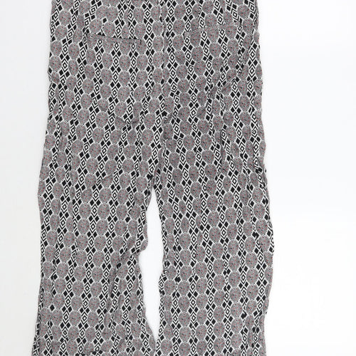 NEXT Womens White Geometric  Cropped Trousers Size 10 L20 in