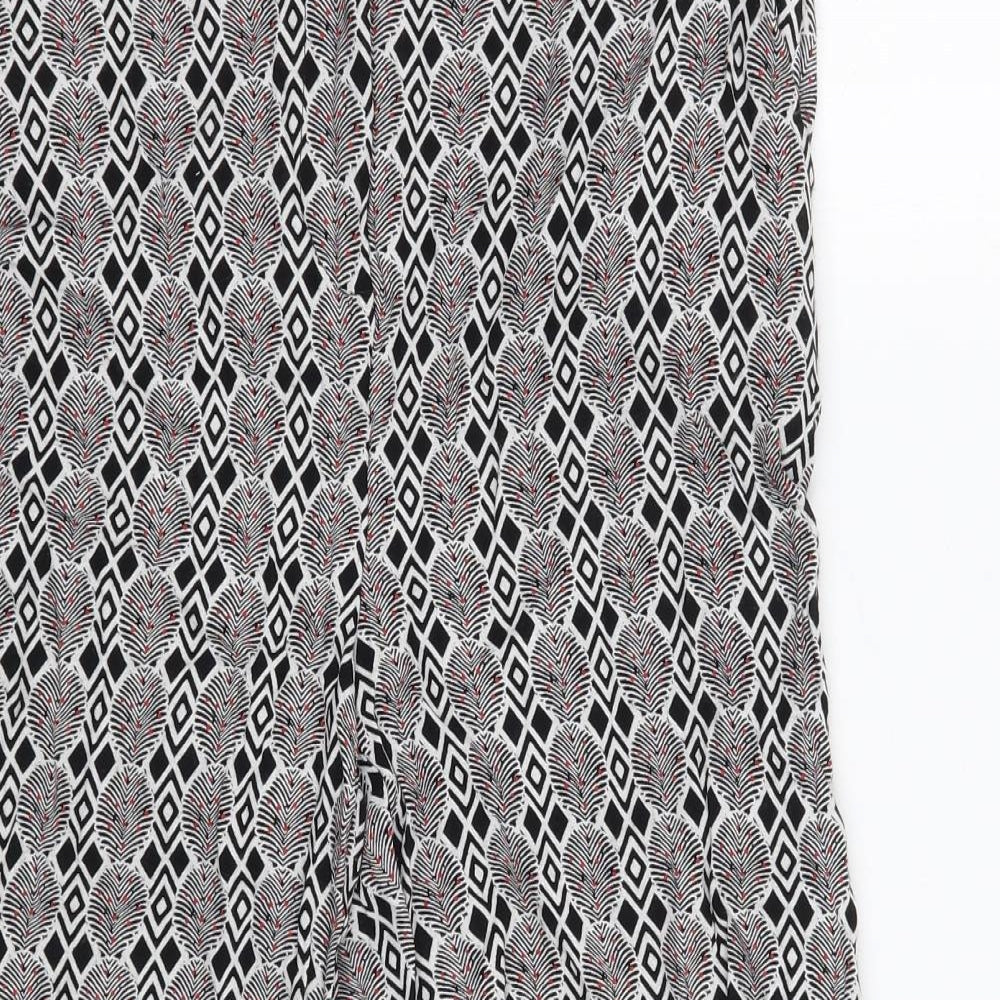NEXT Womens White Geometric  Cropped Trousers Size 10 L20 in