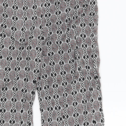 NEXT Womens White Geometric  Cropped Trousers Size 10 L20 in