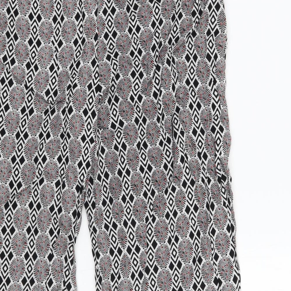 NEXT Womens White Geometric  Cropped Trousers Size 10 L20 in